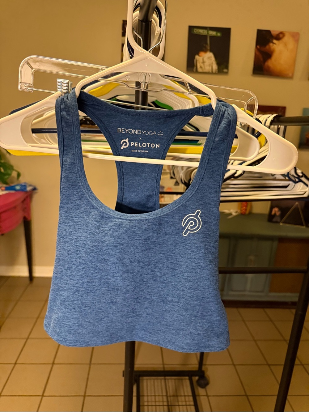 Peloton Heather Blue Racerback Crop Tank Top